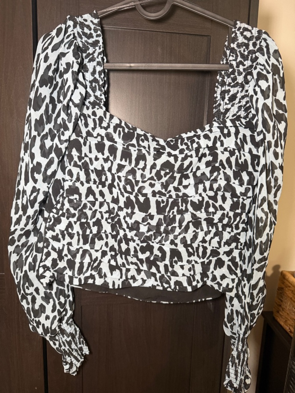 ZARA ZW WOMAN LEOPARD ANIMAL PLEATED BLACK BLUE CORSET TOP SMALL S